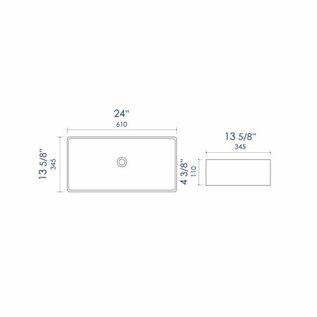 Alfi Brand ALFI brand ABC902-W White 24" Modern Rectangular Above Mount Ceramic Sink ABC902-W